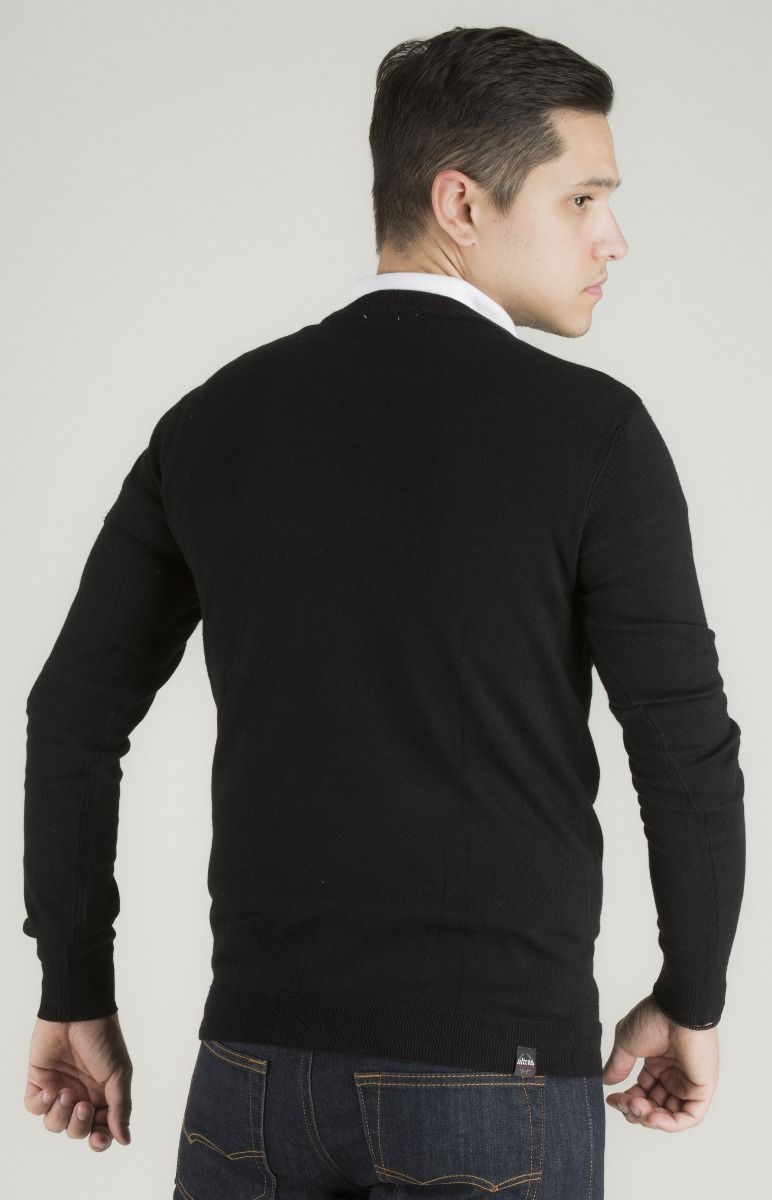 Casual Sweater with Side Patch Black