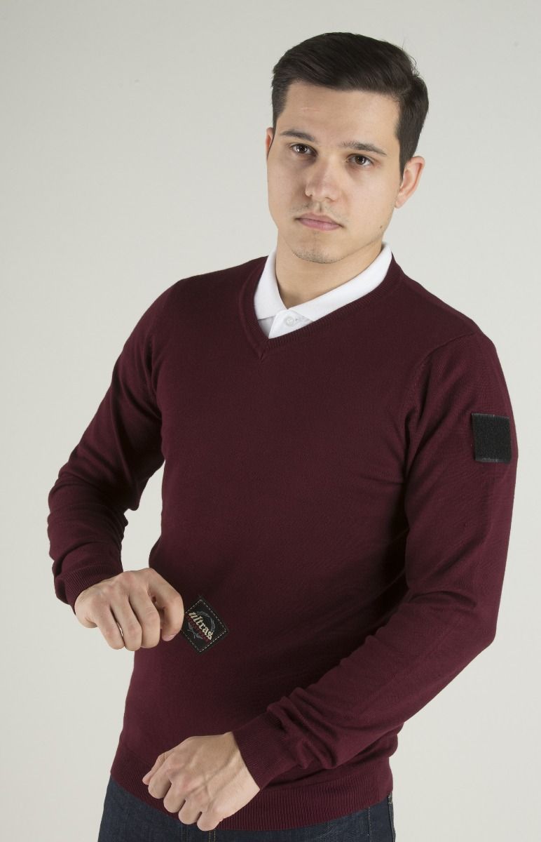 Casual Sweater with Side Patch Burgundy
